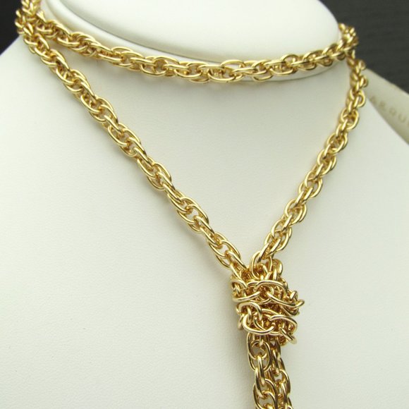 Stella & Ruby Gold Tone Rhinestone Tassel Necklace - Picture 4 of 7